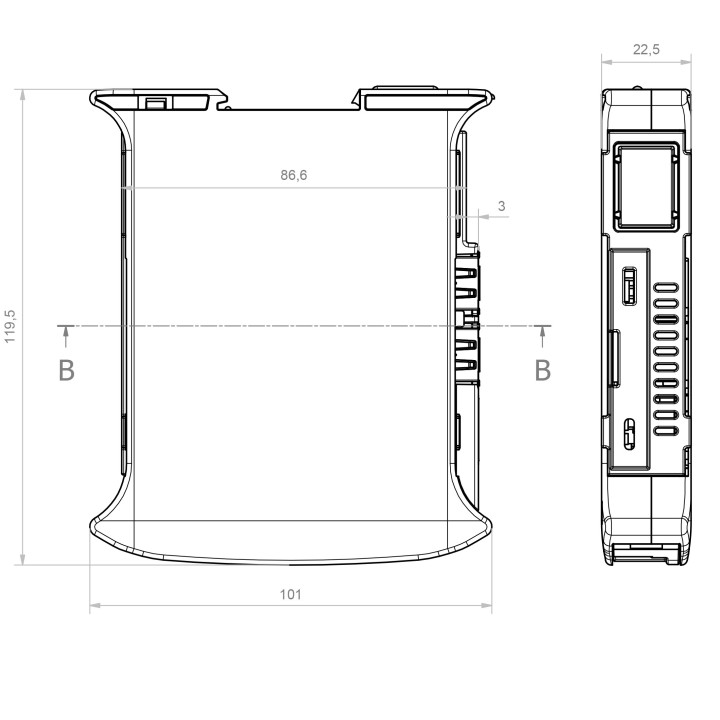 KIT 22,5 RAILBOX Case per Raspberry PI3 su guida DIN + Dissipatore