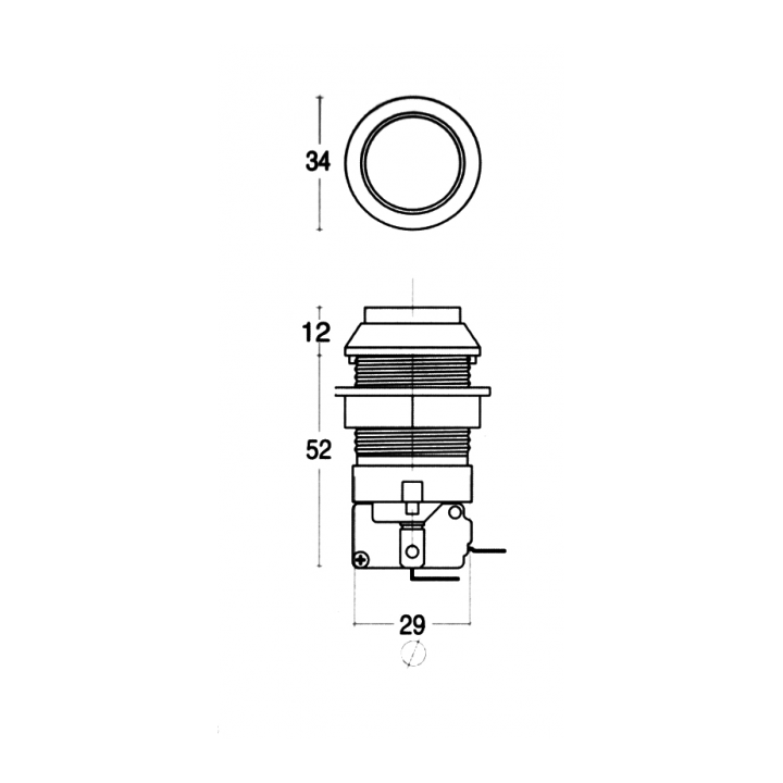 MOD.04/TR Edierre Pulsante Luminoso per Cabinato - 12Vdc