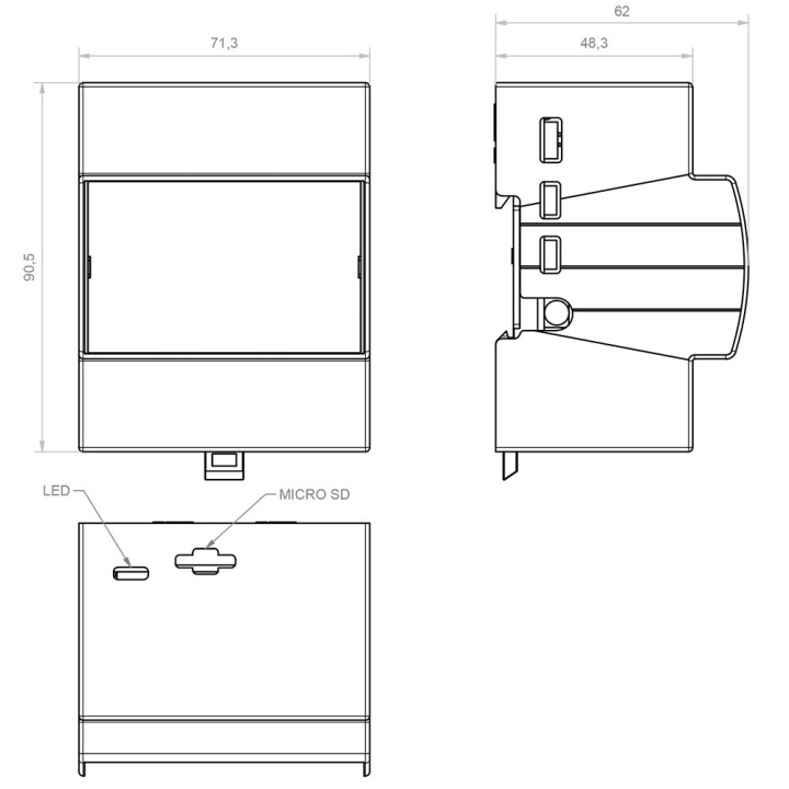 Modular Case for Raspberry PI4 on DIN Rail + Heatsink